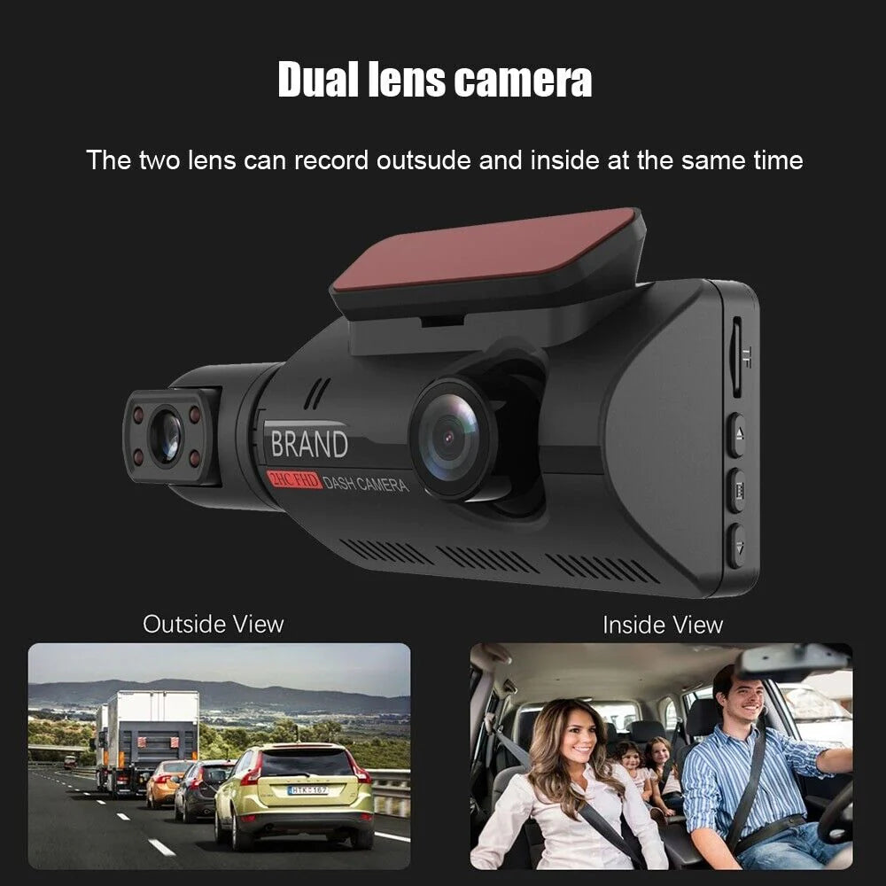 1080P Dual Lens Car DVR Dash Cam Video Recorder G-Sensor Front and inside Camera