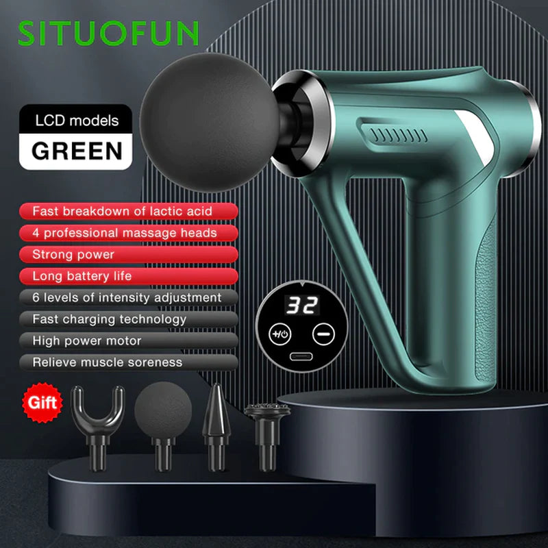 SITUOFUN Massage Gun 32 Levels Deep Tissue Neck Body Back Muscle Sport Electric Pistol Massager Exercise Relaxation Pain Relief